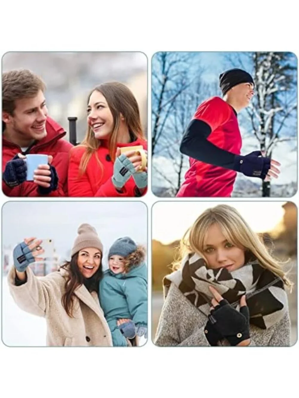 Cozy Fingerless Gloves for Women - Warm Convertible Knitted Mittens for Winter